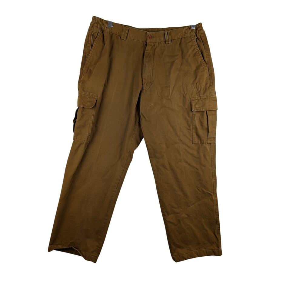 Beretta Hunting Cargo Chino Pants Mens 36x28 Brown Flat Front Elastic Waist